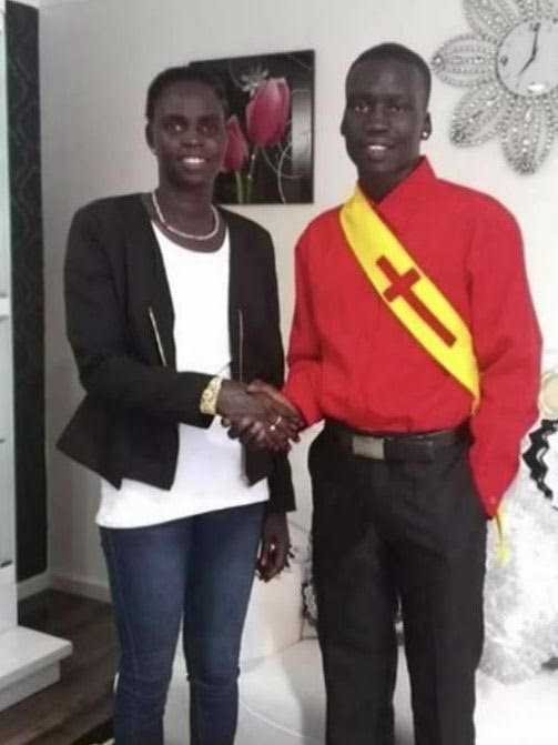 Aguer Akech Lual (right) with Achol Marial.