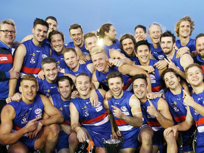 Interleague football : WRFL V Ballarat FL. at Whitten Oval WRFL players and winning cupPicture: Mark Wilson