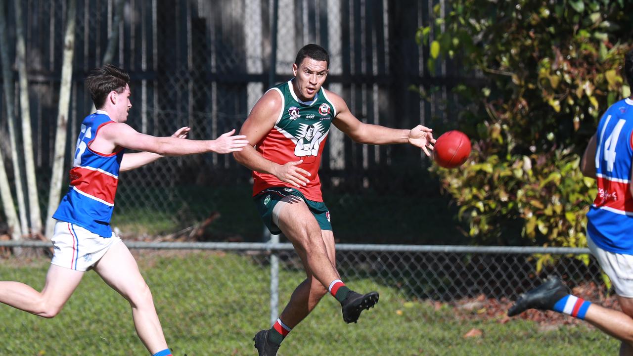 Cutters' Damien Dewis in the AFL Cairns Premiership Men's match between the South Cairns Cutters and Centrals Trinity Beach Bulldogs, held at Fretwell Park. Picture: Brendan Radke