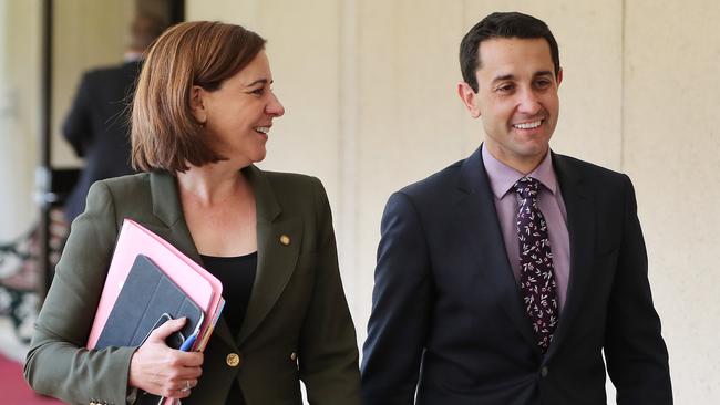 Deb Frecklington and David Crisafulli. Picture: Peter Wallis.