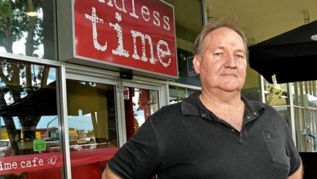 Paul Smart from the Endless Time Cafe in Nambour has been copping online abuse after the One Nation press conference was asked to move away by C-Square management. Picture: Warren Lynam