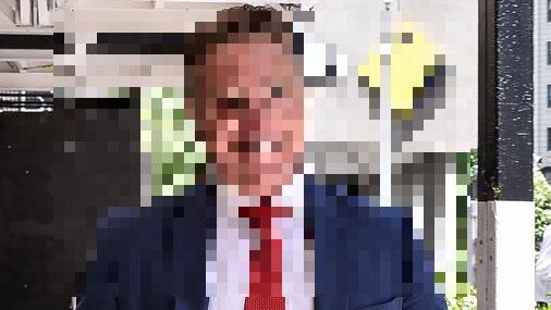 A pixelated image of a former real estate agent from the Sutherland Shire who is on trial for child sex offences in July 2023.