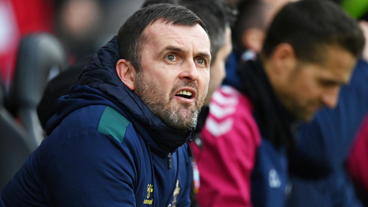 SOUTHAMPTON, ENGLAND - FEBRUARY 11: Nathan Jones, Manager of Southampton, reacts prior to the Premier League match between Southampton FC and Wolverhampton Wanderers at Friends Provident St. Mary's Stadium on February 11, 2023 in Southampton, England. (Photo by Dan Mullan/Getty Images)