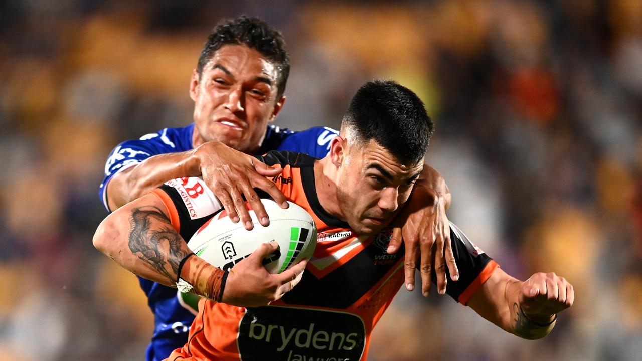 It was a mixed night for Charlie Staines, who had a try-saver early, but was steamrolled not long after to let a try through. Picture: Getty Images.