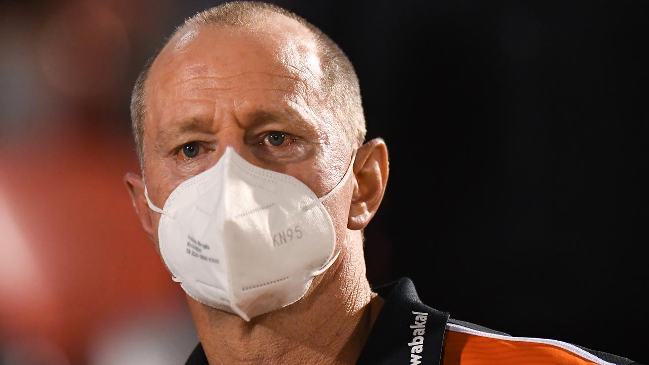 Wests Tigers coach Michael Maguire only just survived the axe (Photo by Albert Perez/Getty Images)