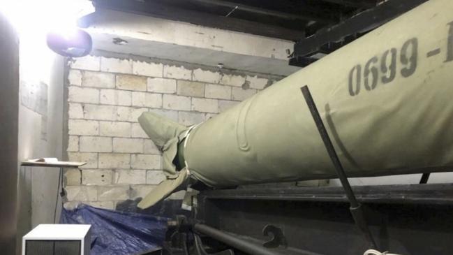 A Hezbollah missile system in the attic of a home in the southern Lebanon village of Houmine al-Tahta. Picture: Israel Defence Forces.