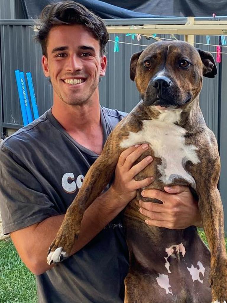 Crows player Lachlan Murphy with his dog Johnny. Picture: Instagram