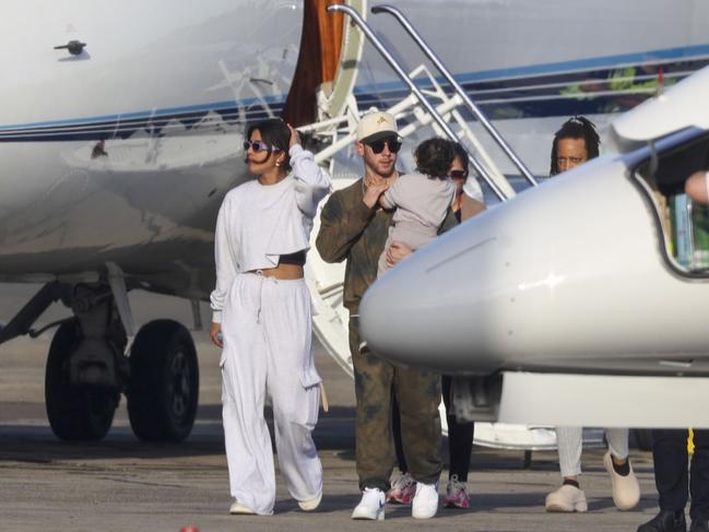 Priyanka Chopra heads home to the US with husband Nick Jonas and their daughter Malti. Picture: MEDIA MODE