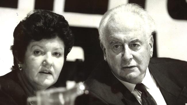 Gough Whitlam and Joan Kirner in 1991. Jacinta Allan has inevitably been compared with the state’s first female Premier. Picture: Supplied