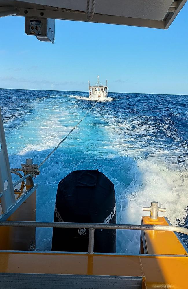 The Ingham Coast Guard towing a stricken vessel to safety earlier this month. Volunteer crews had been called for emergency assistance about four times during July and about 20 times so far in 2024. Picture: Supplied