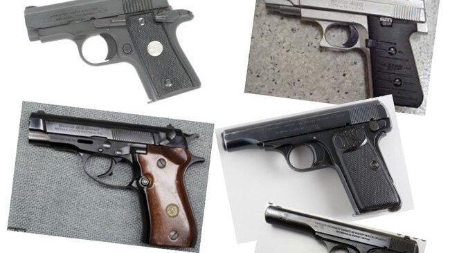 Task Force Southern is today searching for the firearm believed to be used in the murder of Robert Atkins. Searches are being conducted in the Mid North of the state near Spalding and Booborowie following a development in the investigation. Images of pistols which fit ammunition found south of Spalding Picture: SA Police.