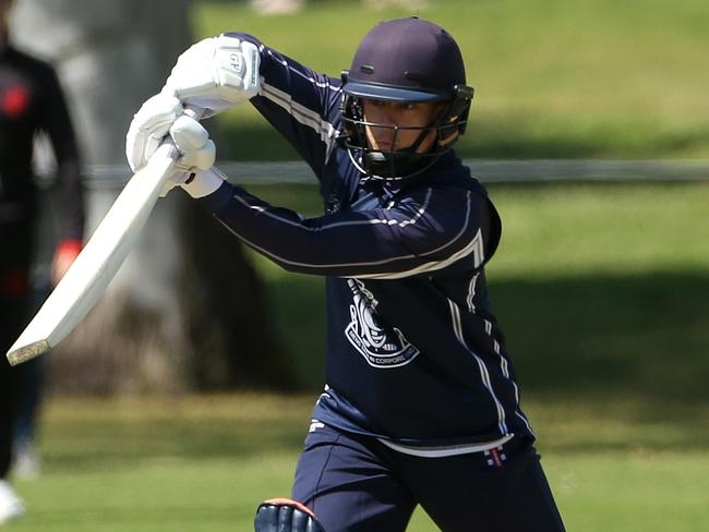 Donovan Pell of Carlton batting during Premier Cricket: Carlton v Essendon on Saturday, October 5, 2019, in Carlton, Victoria, Australia. Picture: Hamish Blair