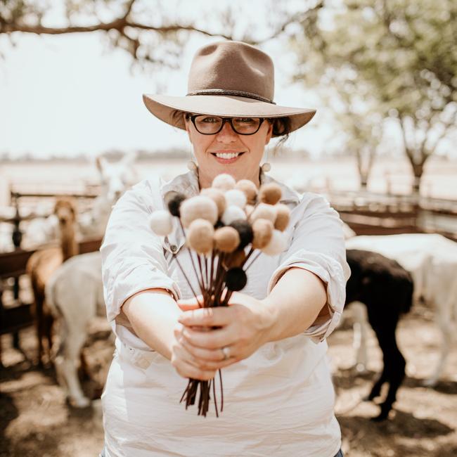 Amee Dennis, Peterborough, SA, with her alpaca wool bouquet. Picture: Supplied, Nicole Drew Photography