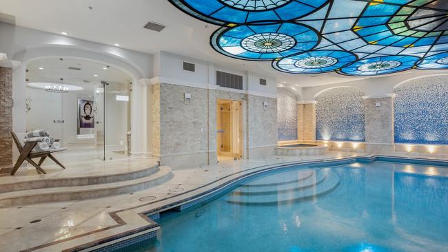 Indoor pool at the Meij’s Bel-Air mansion.