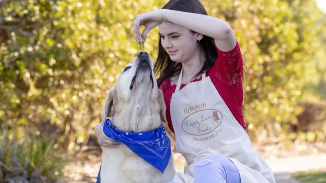 Year 9 student Rebekah Terpkou has launched her own clean dog treat business. Picture: Sarah Marshall