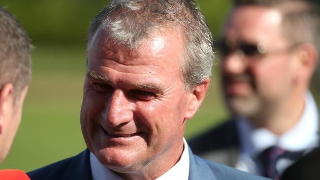 Trainer Darren Weir was detained by police and racing authorities on Wednesday after a raid on his stables. Picture: AAP/Hamish Blair