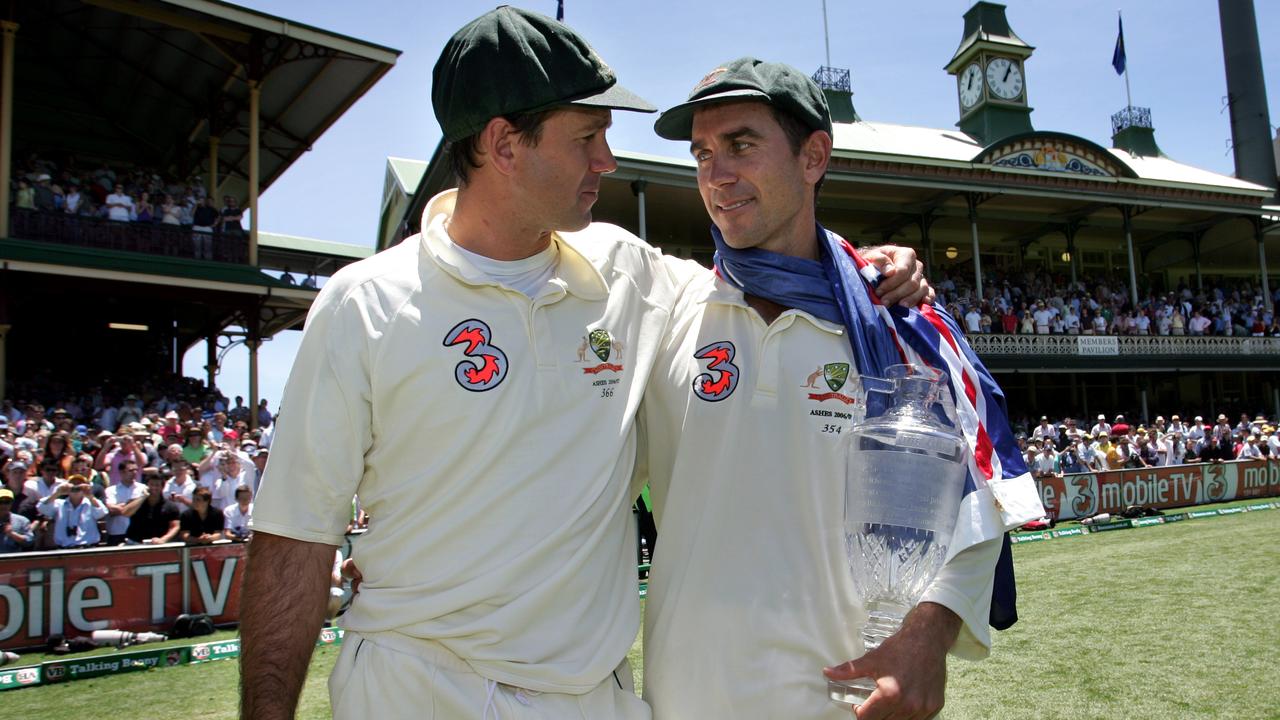 Ricky Ponting (left) was the captain of the Australian team when Justin Langer (right) retired from Test cricket in 2007. Picture: Gregg Porteous