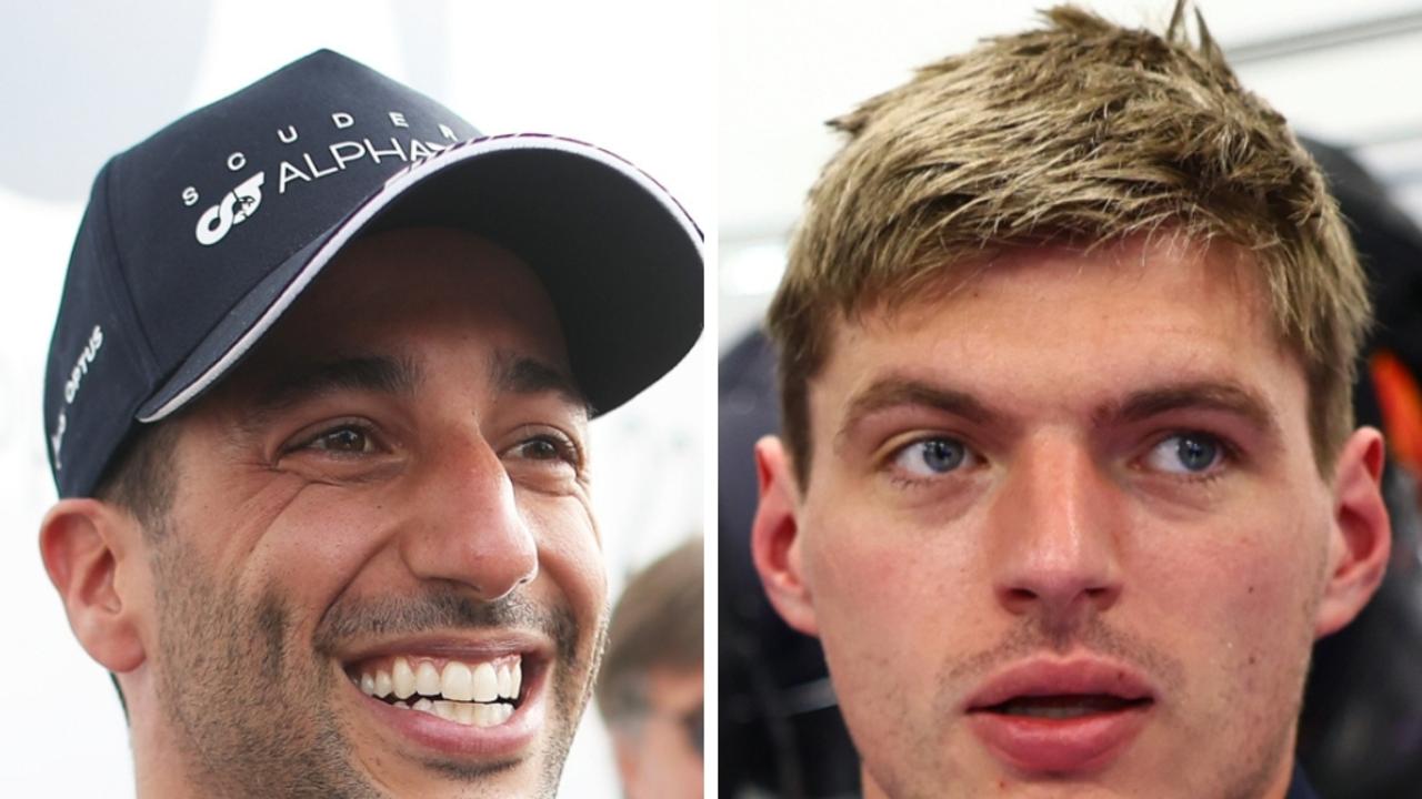 AlphaTauri driver Daniel Ricciardo (left) and Red Bull driver Max Verstappen (right)