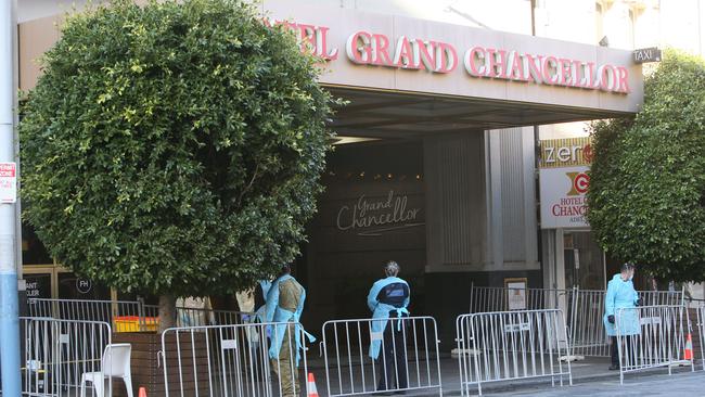 At least 89 Afghans and Australians evacuated from Afghanistan underwent two weeks of quarantine at the Hotel Grand Chancellor Adelaide. Picture: Emma Brasier