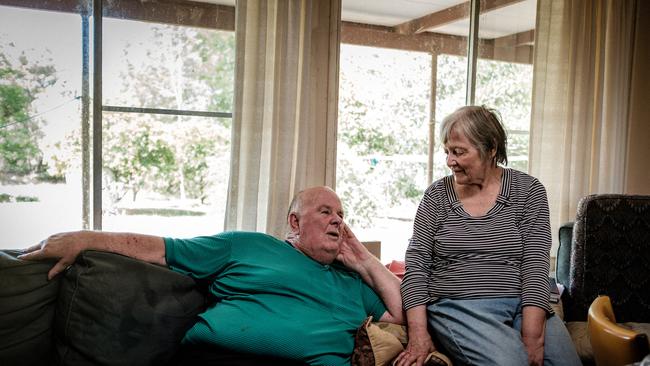 Murray with his wife, Valerie, who typed many of the poems, at their home in Bunyah NSW. Picture: Amos Aikman