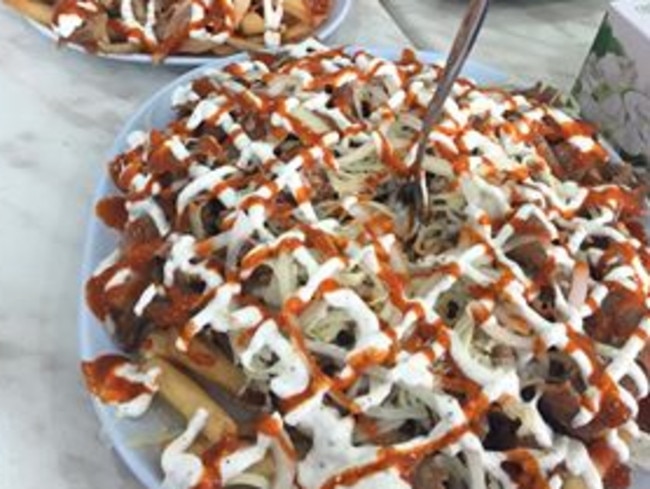 A snack pack at King Kebab House, Campbelltown.