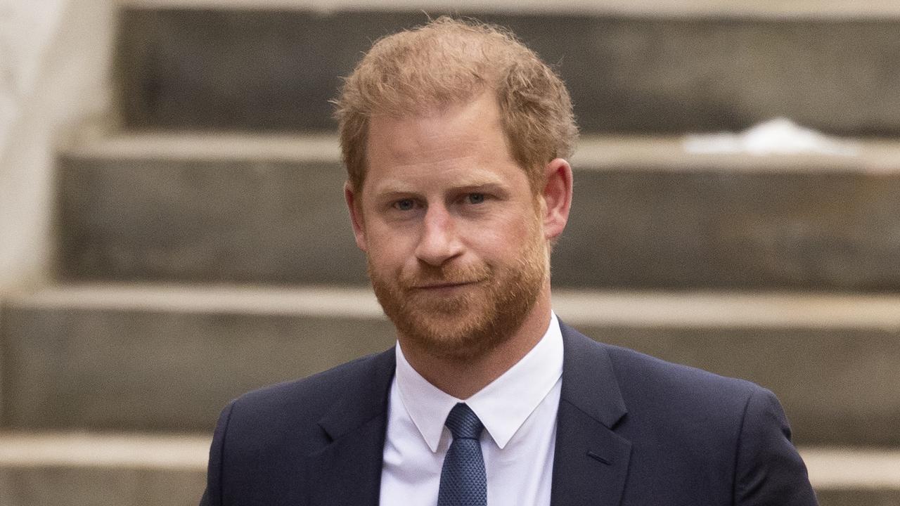 Prince Harry arrived later than expected, delayed by his daughter Lilibet’s birthday. Picture: Dan Kitwood/Getty Images