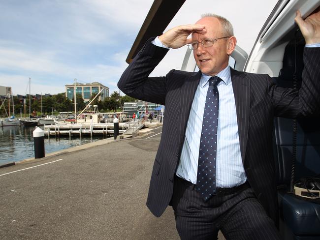 Michael Deegan on a tour of Geelong by helicopter while head of Infrastructure Australia