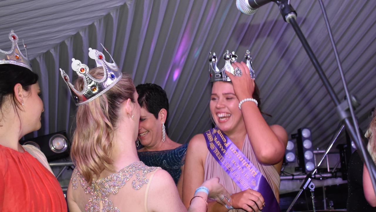 Show Ball organisers were surprised to receive honorary Show Queen crowns and sashes on stage. Picture: Kirra Grimes.