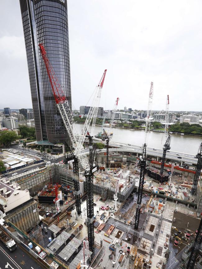 Queen’s Wharf development viewed from Queensland Police Service building Picture: AAP Image/Claudia Baxter