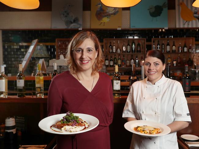 Elizabeth Williamson and Caterina Renda cooking up a feast in Dalmatino restaurant in Port Melbourne. Picture: David Crosling