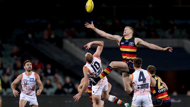 O’Brien was fourth in contested marks and fifth in hit-outs in the AFL this season. Picture: James Elsby (Getty)