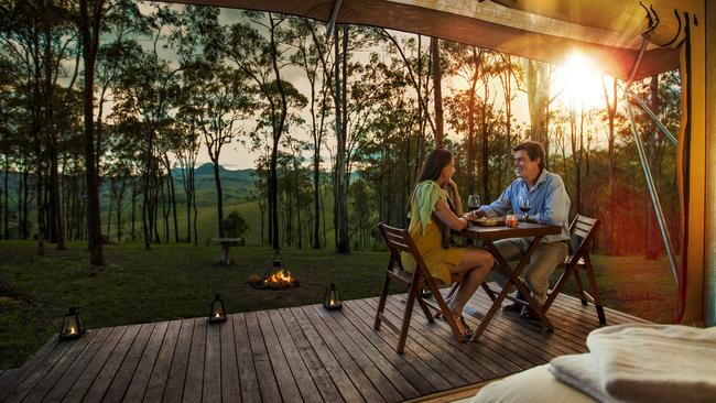The scene is set for marshmallow toasting at Ketchup's Bank Glamping.
