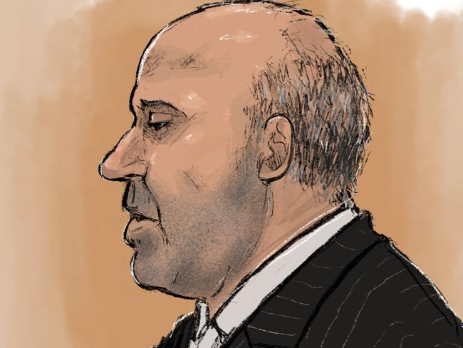 A court sketch of Tony Mokbel. Picture: Nine News