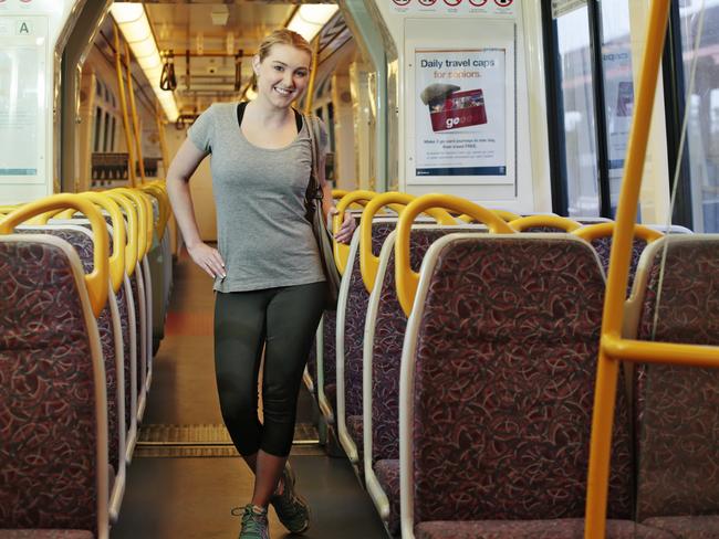 Meegan Barnard catches the train from Kippa-Ring to work in the City.