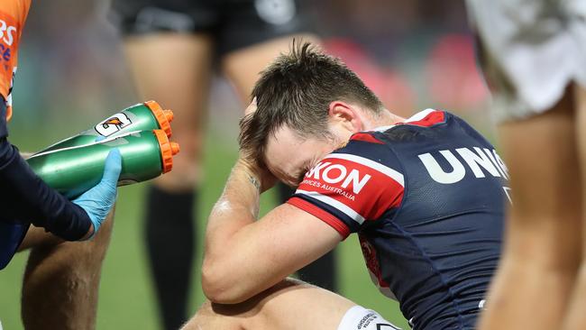 Luke Keary concussed. Roosters v Storm Round 14 NRL match at the SCG. Photo: NRL Photos / Brett Costello