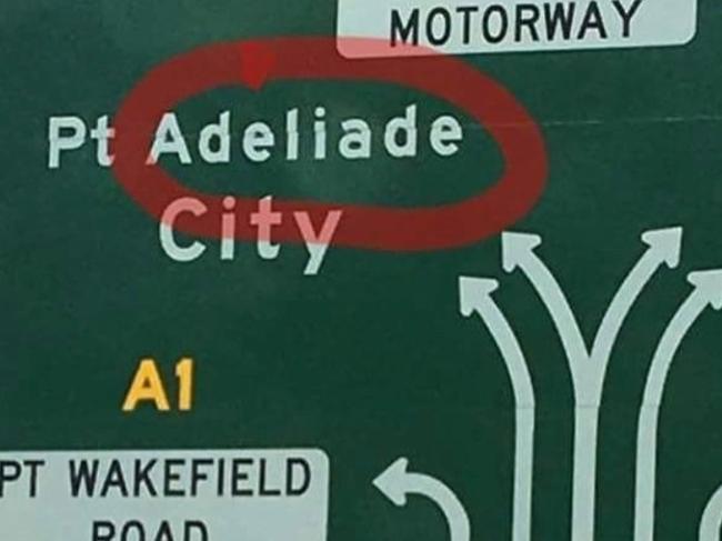 ShitAdelaide has Facebooked a photo of a sign as part of the Northern connector project .  "Adelaide" is spelt incorrectly . Picture: ShitAdelaide/jaidantonio