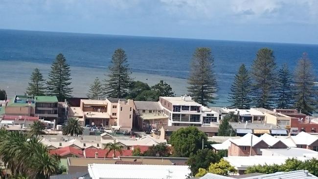 View over Terrigal showing large area of discoloured water.