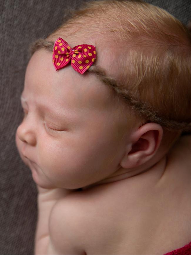 Newborn and sleepy Ellie McDonald. Picture: Little Cherub Photography