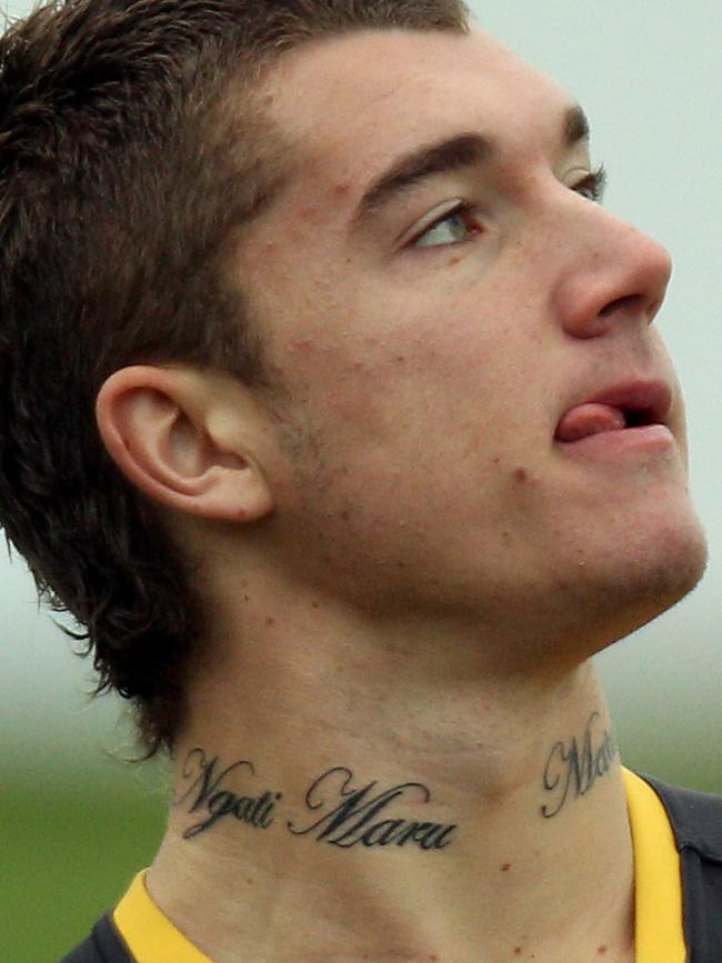 A young Dustin Martin not long after he got his neck tattoos.