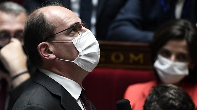 French PM Jean Castex at the National Assembly in Paris on Tuesday. Picture: AFP