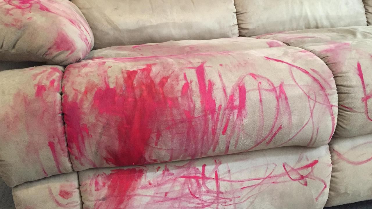 Jessica was horrified when she found her toddler's artwork on her couch.