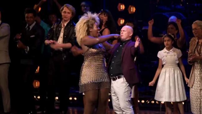 Alfie Langer on stage at Tina Turner musical