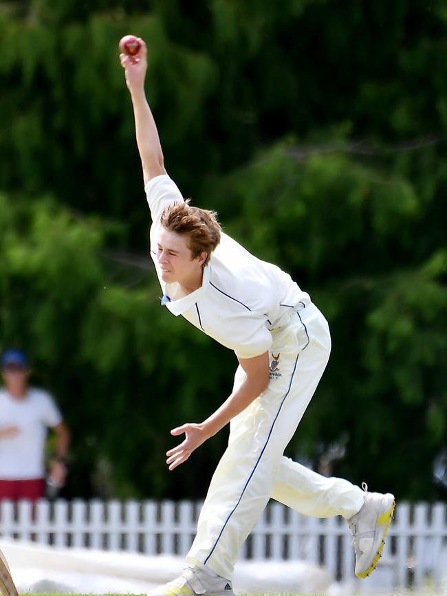 Churchie bowler Dan Boreham. Picture, John Gass