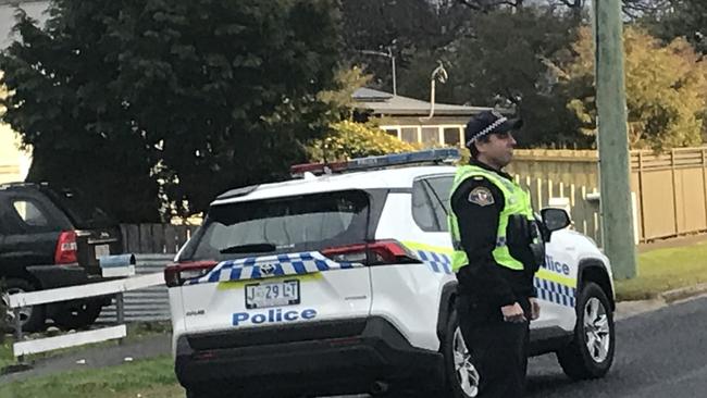 Police on the scene of the “crime incident” in Ulverstone where a woman was found dead. Photo: Helen Kempton