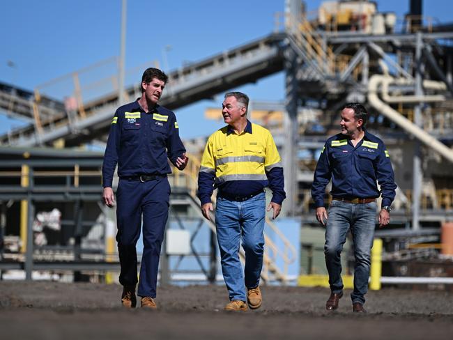 03/05/2023:  L-R  New Acland Mine General Manager  Dave OÃ¢â¬â¢Dwyer, Queensland Minister for Resources, Scott Stewart  and New Hope Group CEO  Rob Bishop, at  the  official opening of the New Acland Mine, Stage 3, about 2 hours west of Brisbane. pic Lyndon Mechielsen