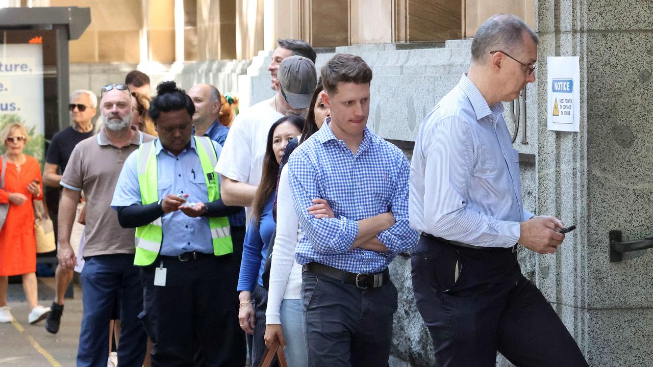 People voting in the Voice to Parliament referendum at Brisbane City Hall. Picture: Liam Kidston