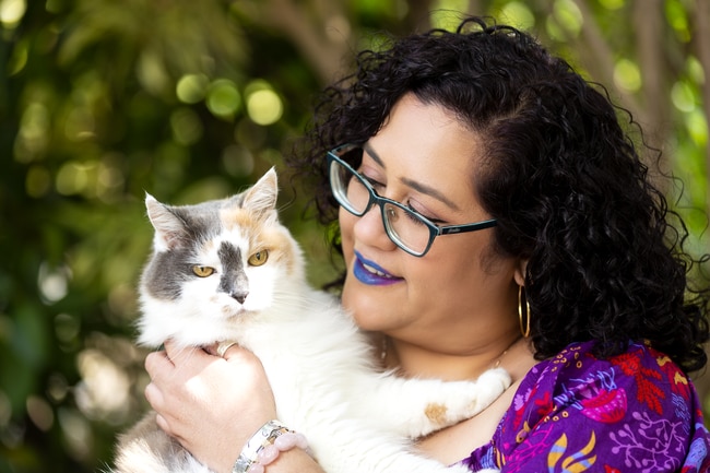 Cat Rotondo and her cat, Mica. Picture: Supplied.