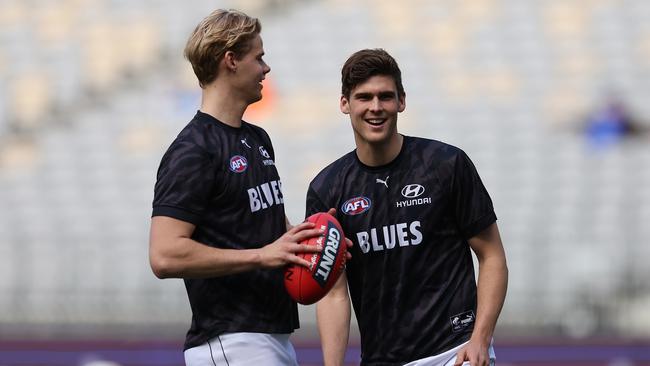 Lewis Young (right) will only have a short lay-off with an ankle injury. Picture: Paul Kane/Getty Images