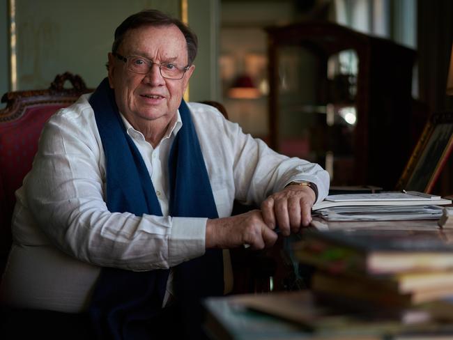 Melbourne business identity Harold Mitchell poses for a portrait in his apartment ahead of the announcement of the Federal Court decision today, Friday 31 July 2020, Melbourne.  ASIC took legal action against Mr Mitchell relating to broadcast deals done by channel Seven and Tennis Australia when he was a Tennis vice-president. Pic Stefan Postles