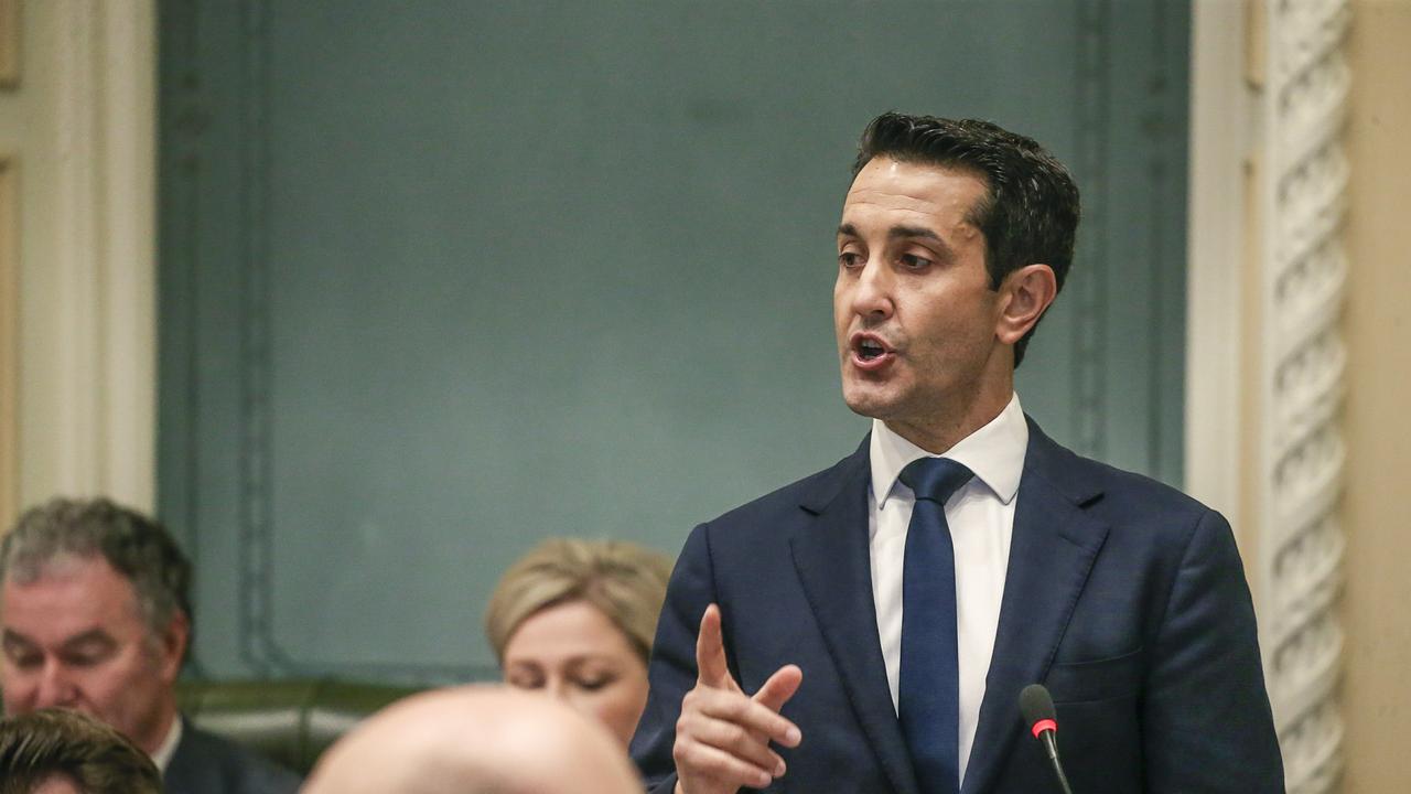 Queensland Premier David Crisafulli speaks during Question time at Queensland Parliament ., on February 18. Picture: NewsWire / Glenn Campbell